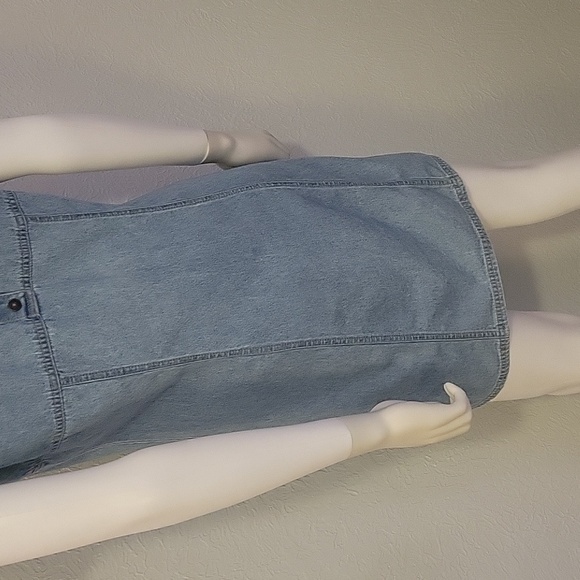 VTG LEVI'S 1990s Light Wash Cowboy Core Chambray Denim Short Sleeve Mini Dress - Picture 4 of 10